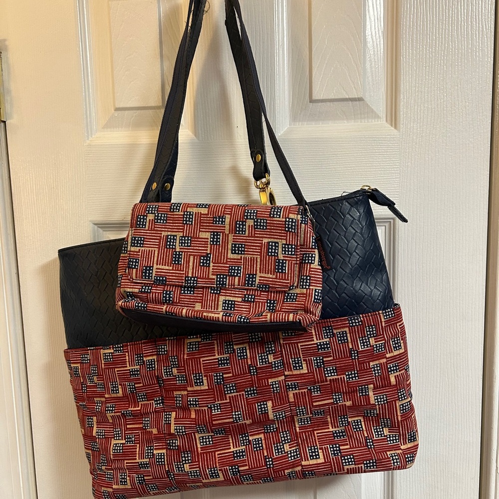Longaberger Patriotic Red, White, and Blue Women's Tote Bag Set